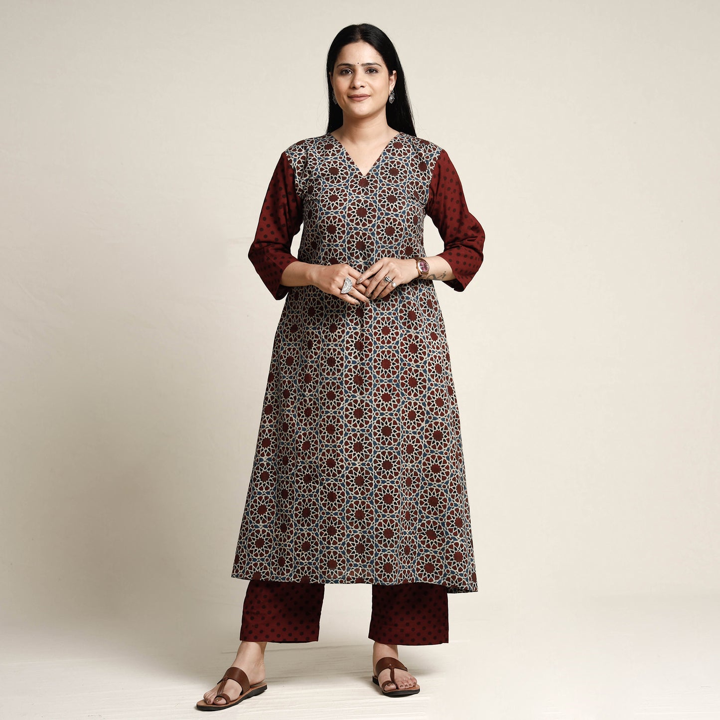 Ajrakh Block Printed Cotton Kurta 