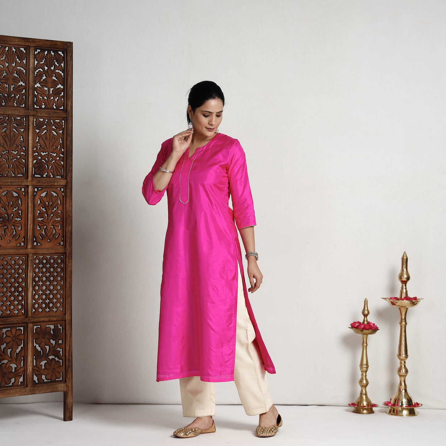 Plain Pure Silk Kurta