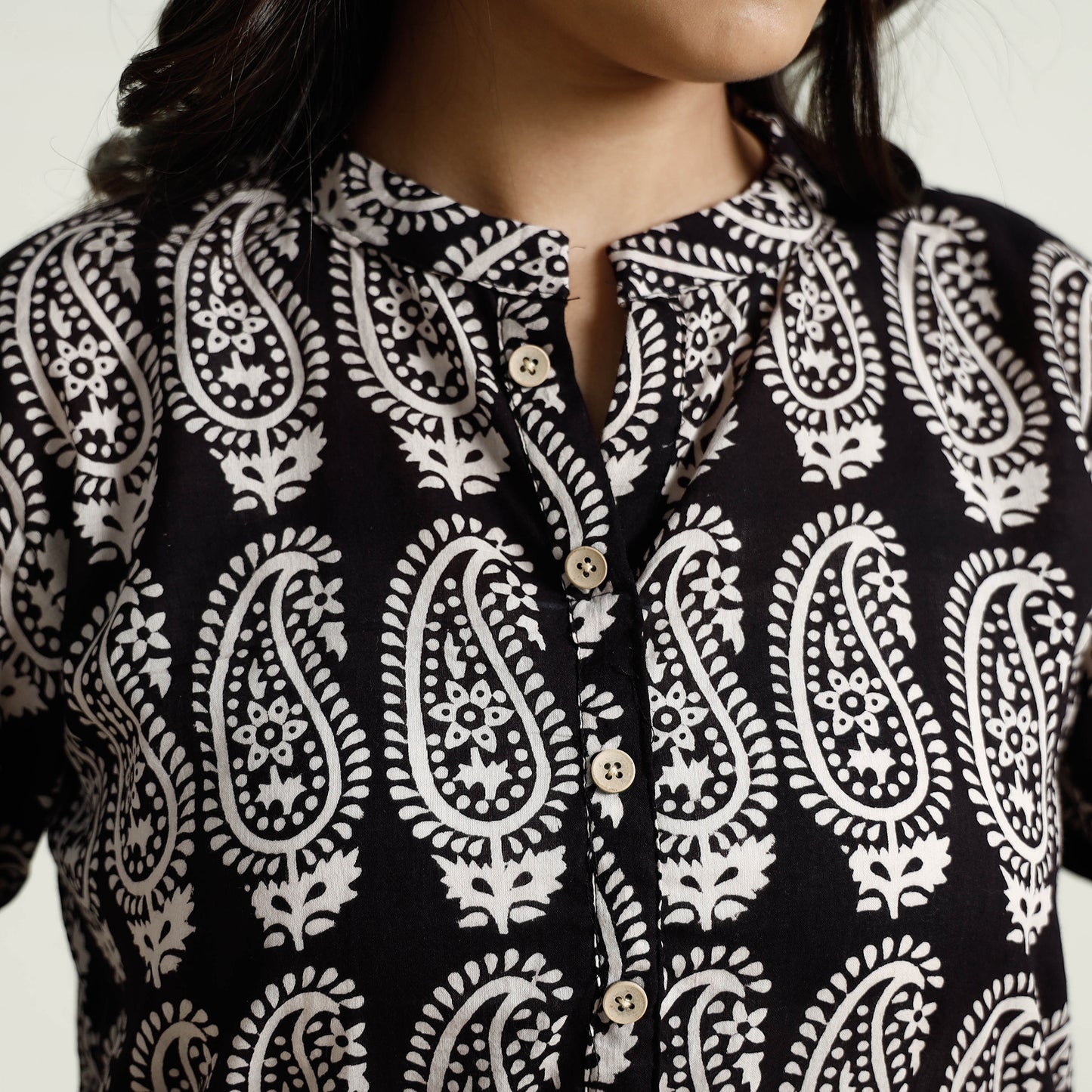 Black - Bagh Block Printed Mul Cotton Long Kurta