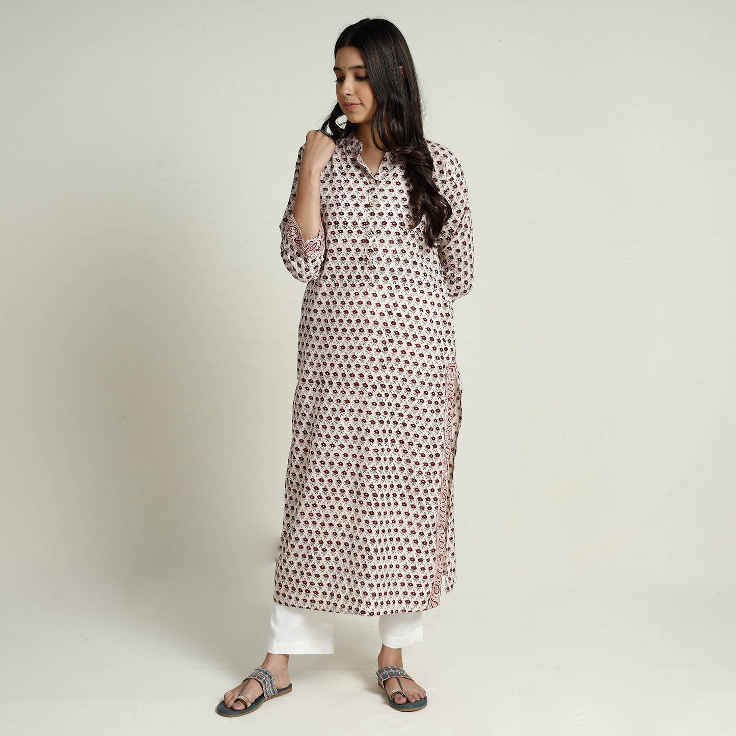 Bagh Block Printed Mul Cotton Long Kurta