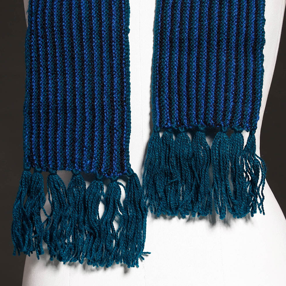 Blue - Kumaun Hand Knitted Woolen Muffler (66 in)