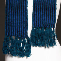 Blue - Kumaun Hand Knitted Woolen Muffler (66 in)