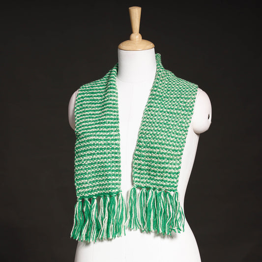 Green - Kumaun Hand Knitted Woolen Muffler (66 in)