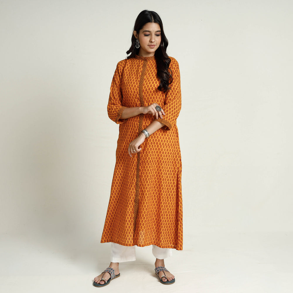 Bagh Block Printed Mul Cotton Long Kurta