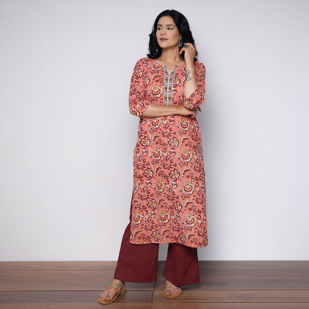 Sanganeri Printed Cotton Kurta with Palazzo Set