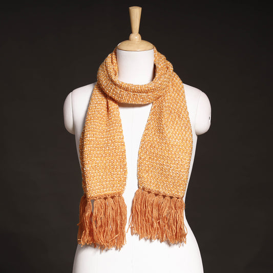 Orange - Kumaun Hand Knitted Woolen Muffler (90 in)