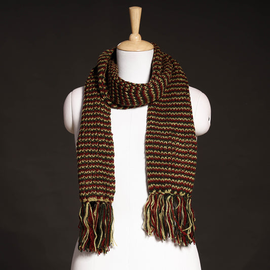 Brown - Kumaun Hand Knitted Woolen Muffler (90 in)