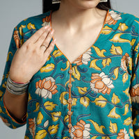 Green - Kalamkari Printed Cotton Straight Kurta