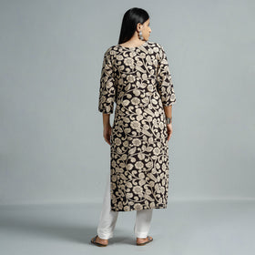 Beige - Kalamkari Printed Cotton Straight Kurta