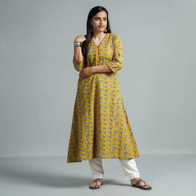  Kalamkari Printed Cotton Flared Kurta For Women