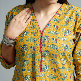  Kalamkari Printed Cotton Flared Kurta For Women