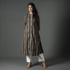 Buy Pipad Block Printed Cotton Long Kurta Online at iTokri.com