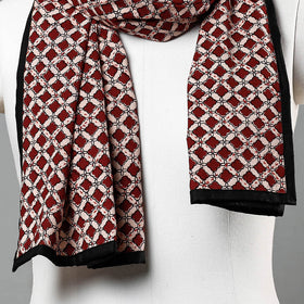 Red - Sanganeri Block Printed Tagai Work Cotton Stole