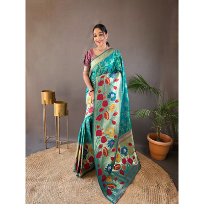 Green - Geeta Rama Paithani Silk Handwork Saree