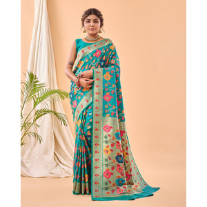 Green - Radhika Rama Paithani Silk Handwork Saree