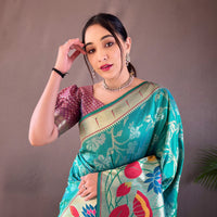 Green - Geeta Rama Paithani Silk Handwork Saree