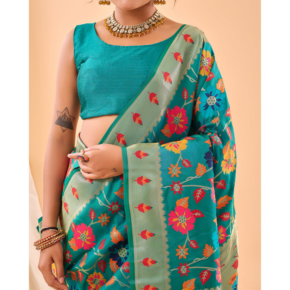 Green - Radhika Rama Paithani Silk Handwork Saree