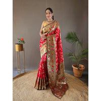 Godavari Red Silk Handwork Saree