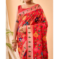 Radhika Red Paithani Silk Handwork Saree