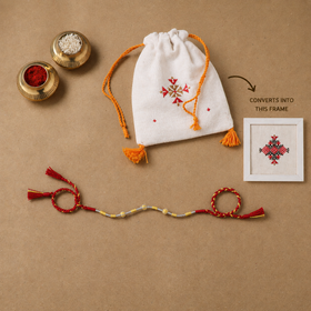 Anant Raksha Thread Work Rakhi with Soof Hand Embroidered Potli 11