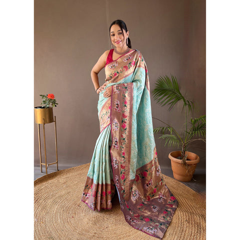 Green - Godavari Sky Silk Handwork Saree