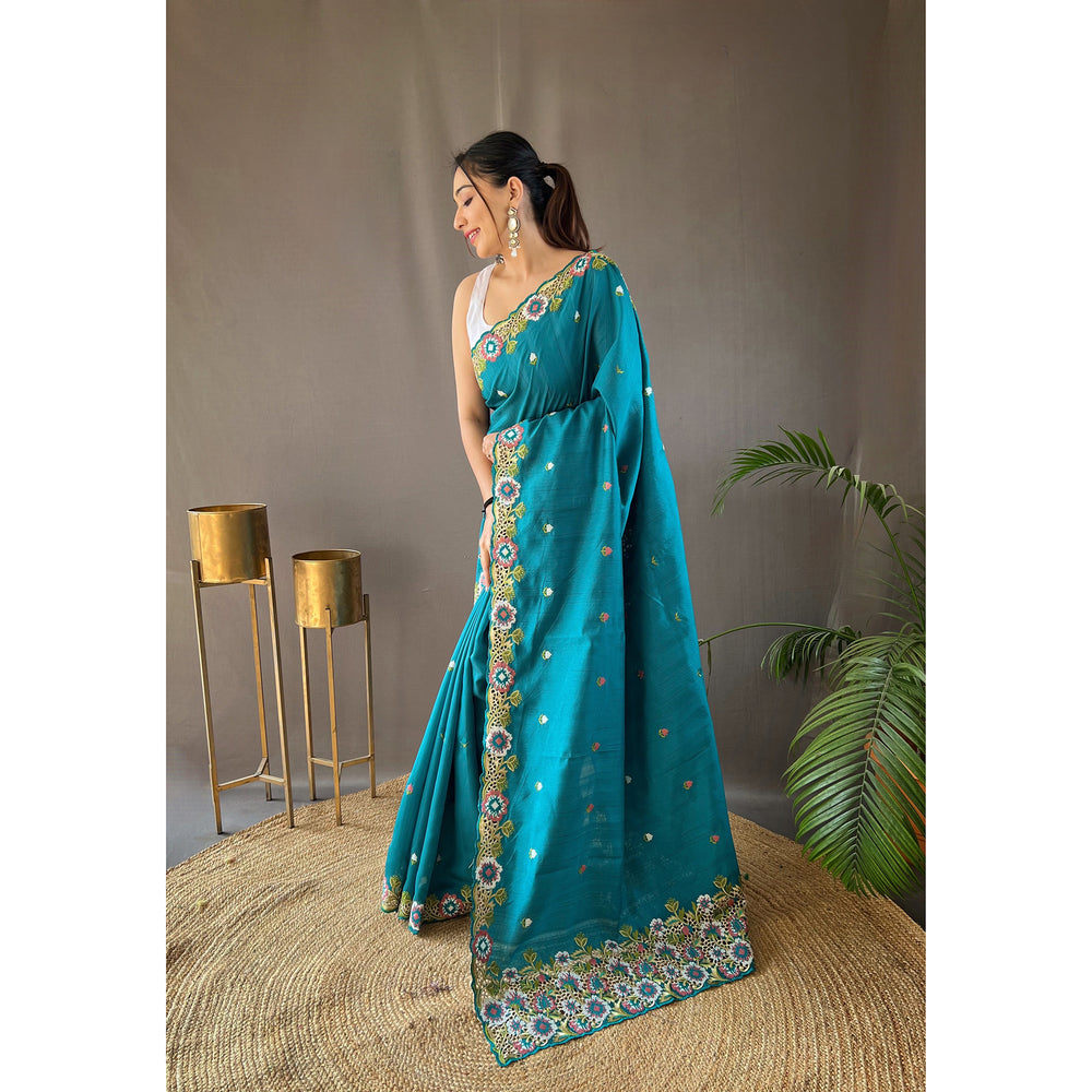 Narmada Sky Tussar Silk Handwork Saree