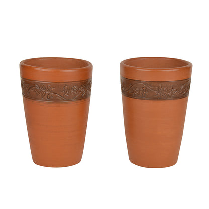 Handcrafted Earthenware Lassi Glasses (Brown, Set of 2, 450 ml)