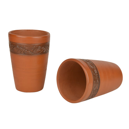 Handcrafted Earthenware Lassi Glasses (Brown, Set of 2, 450 ml)