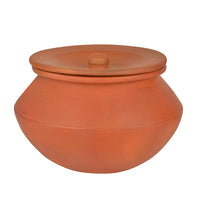 Handcrafted Earthenware Clay Handi / Pot with Lid for Cooking / Serving  ( Brown , 2 Litre)