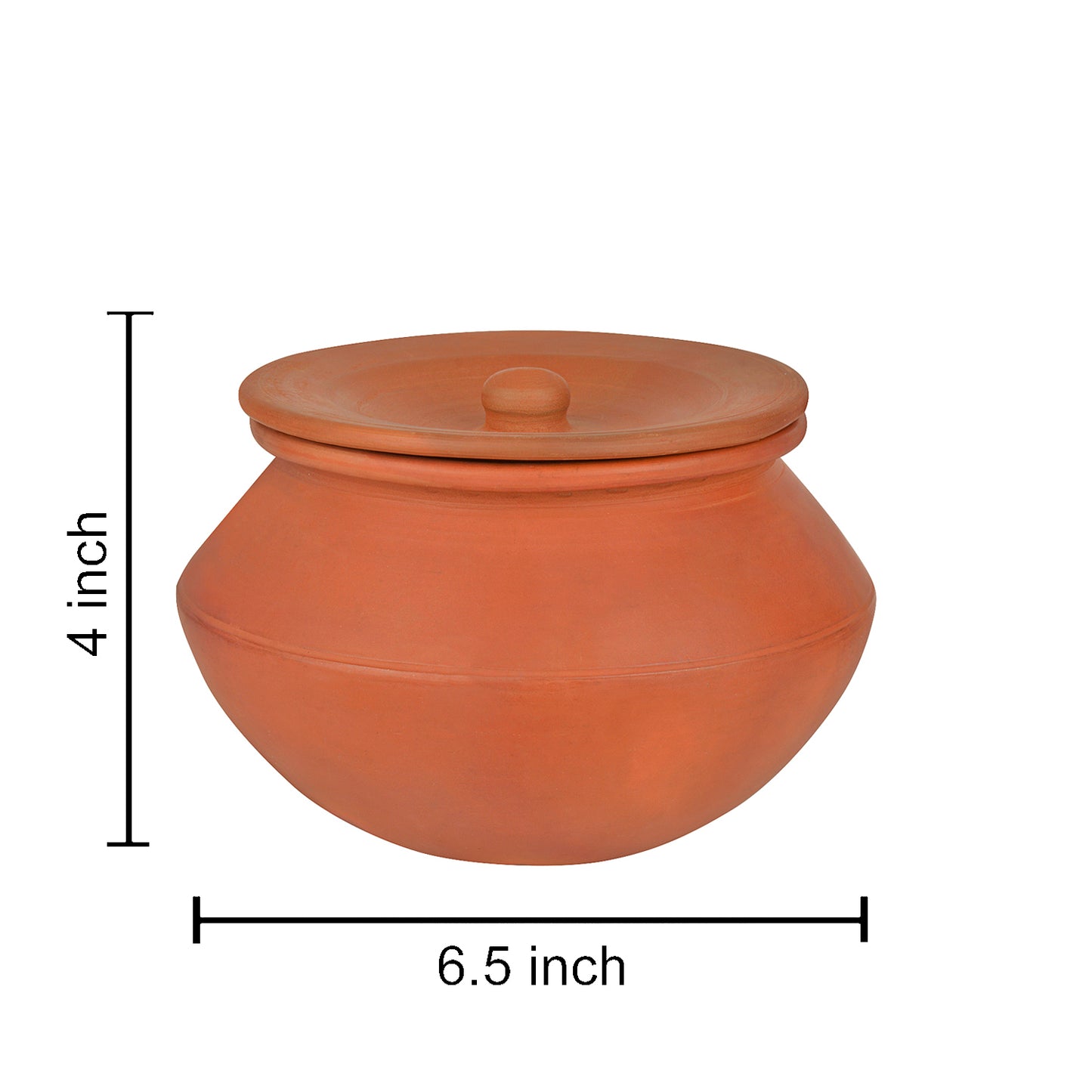 Handcrafted Earthenware Clay Handi / Pot with Lid for Cooking / Serving  ( Brown , 2 Litre)