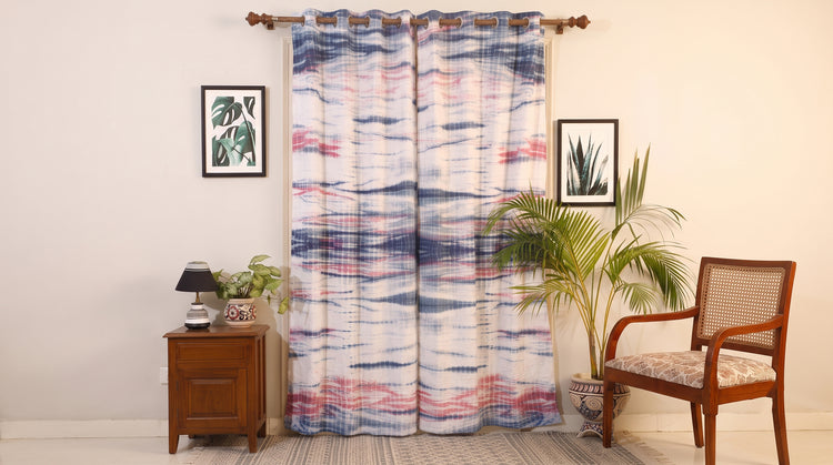Hand Dyed Shibori Cotton Curtains for Door & Window