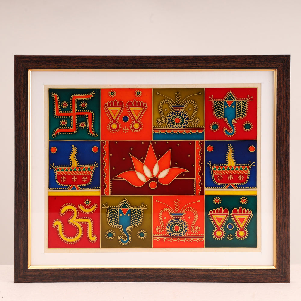 Shubha Chinha - The Stained Glass Painting Wall Art Frame