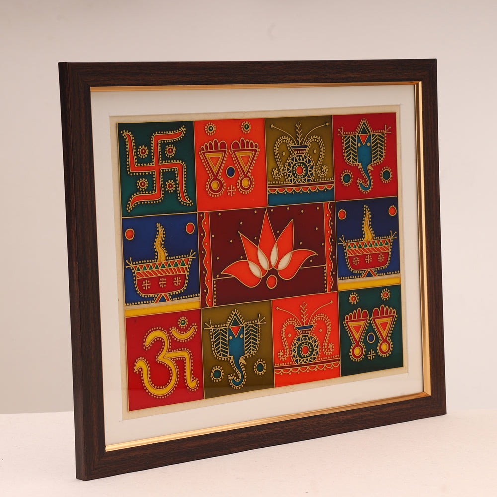 Shubha Chinha - The Stained Glass Painting Wall Art Frame