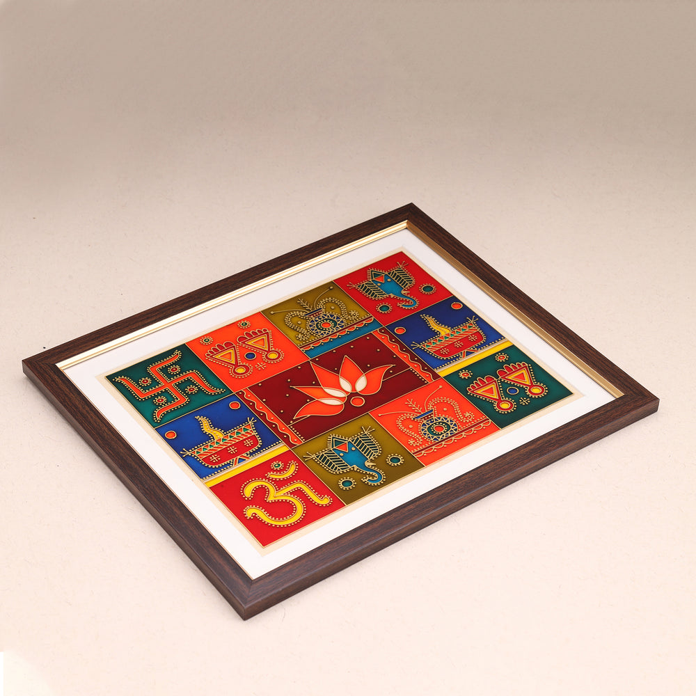 Shubha Chinha - The Stained Glass Painting Wall Art Frame