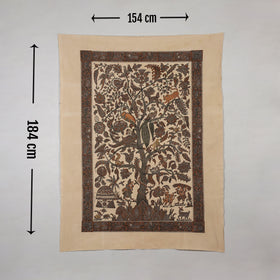 Brown - kalamkari art wall hanging with tree of life motif by pitchuka srinivas (72 x 60 in)
