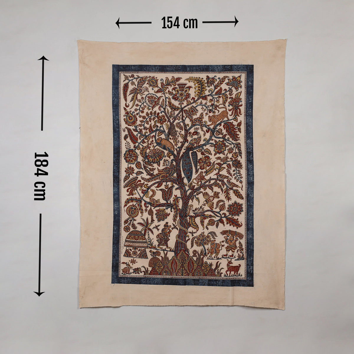 Multicolor - Kalamkari Art Wall Hanging with Tree of life Motif by Pitchuka Srinivas (72 x 60 in) 04