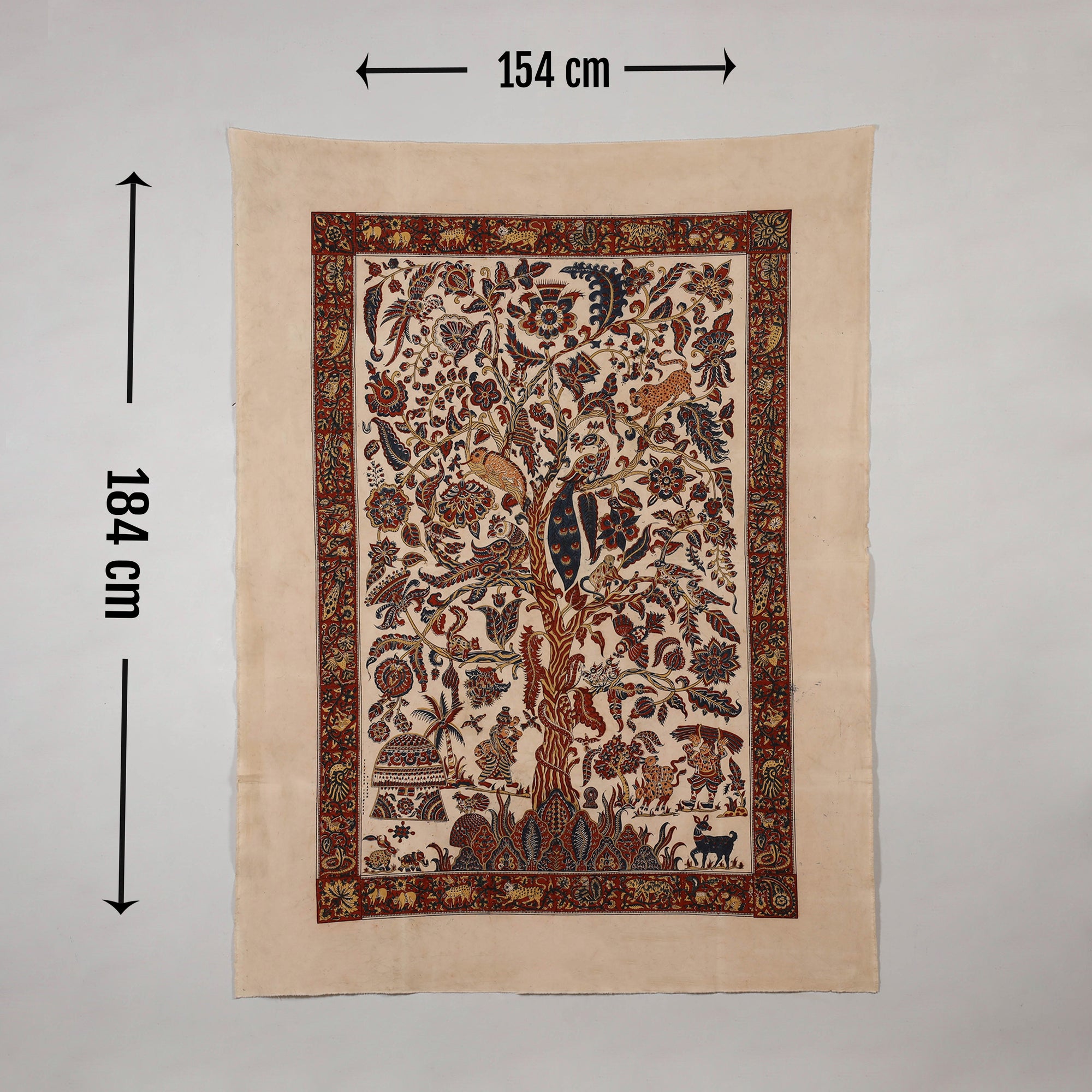 Kalamkari Art Wall Hanging with Tree of life Motif by Pitchuka Srinivas (72 x 60 in) 13