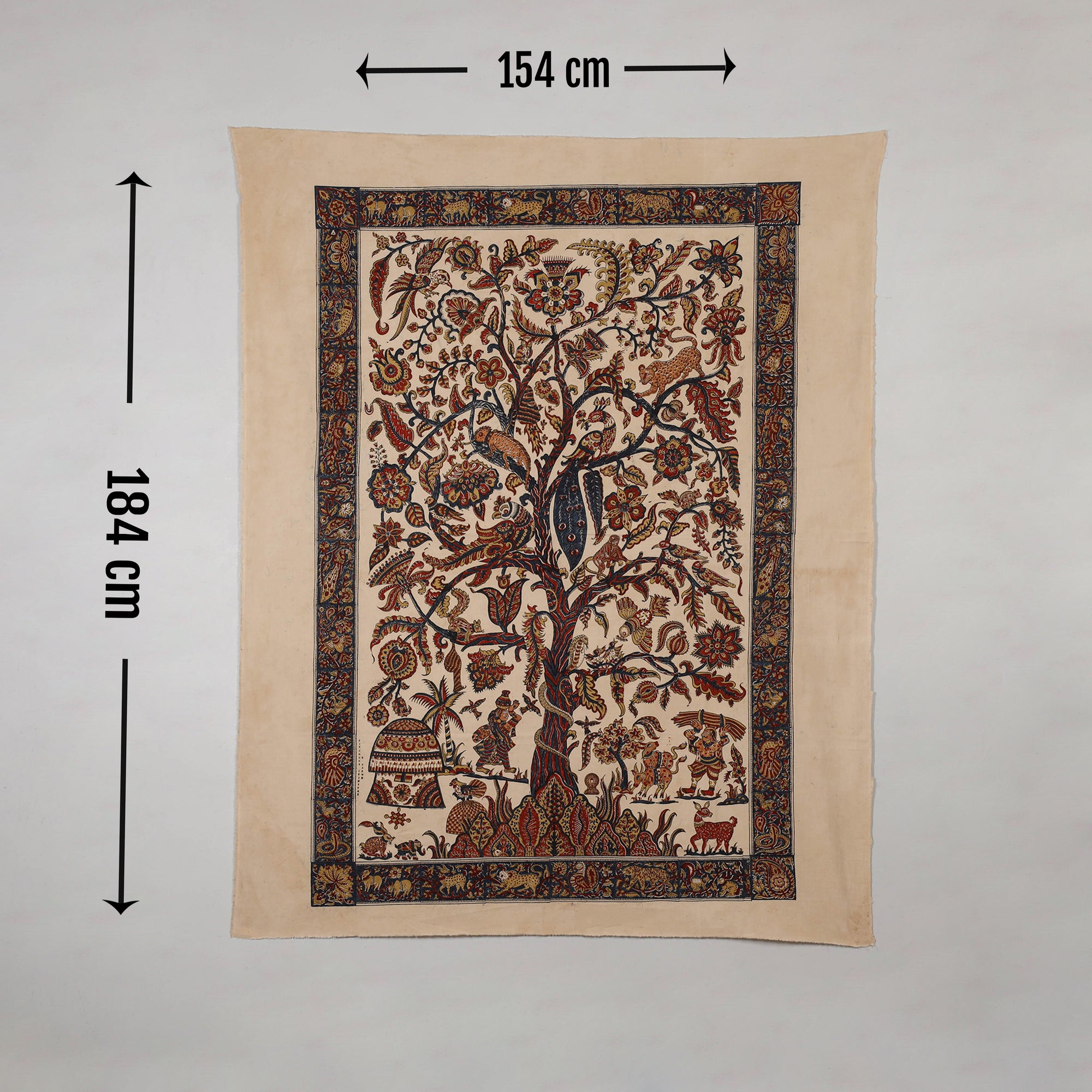 Kalamkari art wall hanging with tree of life motif by pitchuka srinivas (72 x 60 in)
