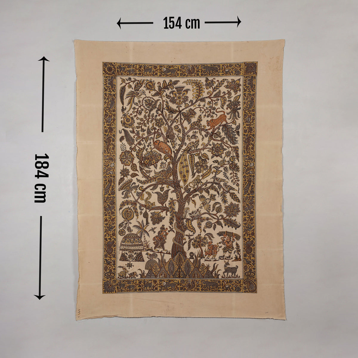 Kalamkari art wall hanging with tree of life motif by pitchuka srinivas (72 x 60 in)