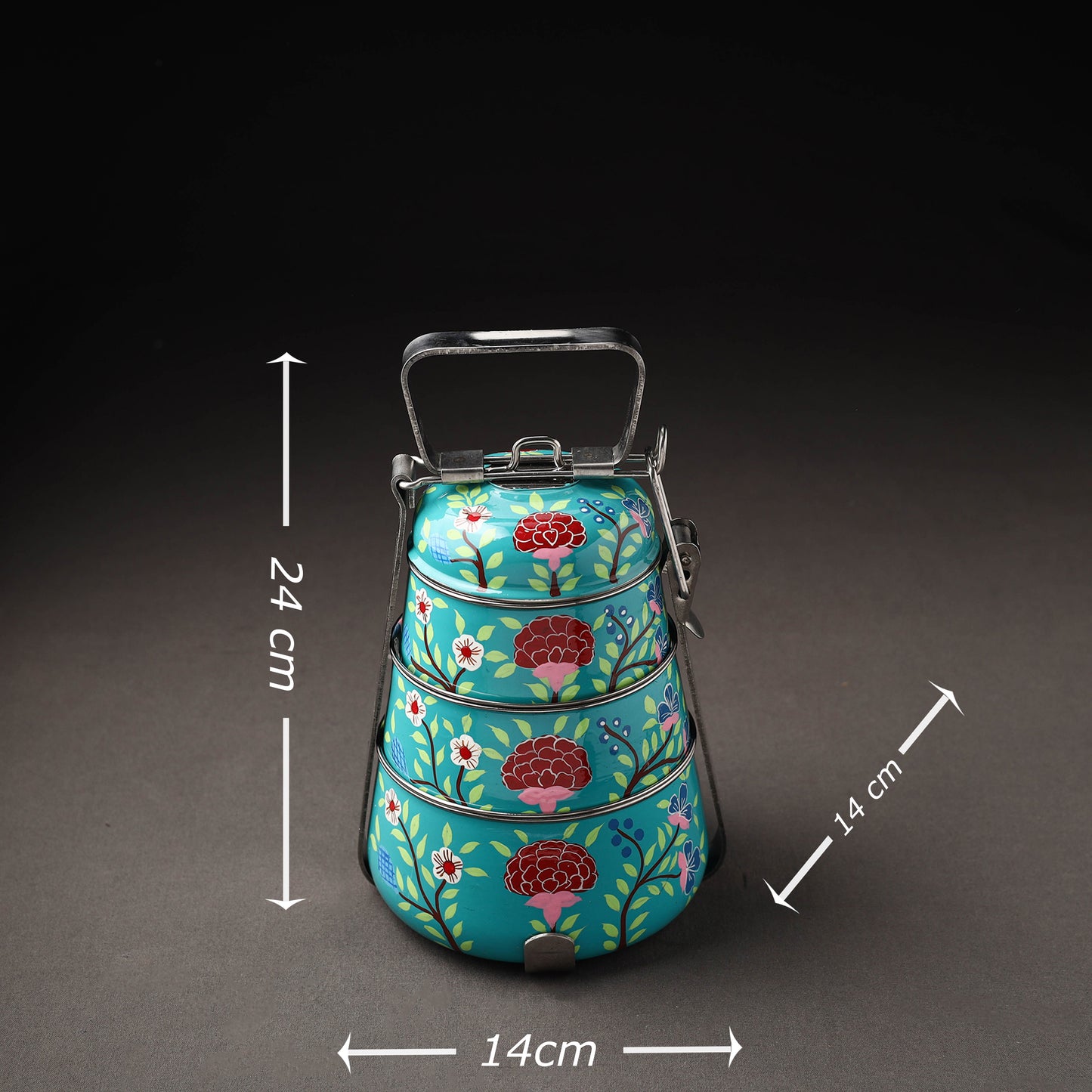 Kashmir Handpainted Stainless Steel 3 Tier Tiffin Box 02