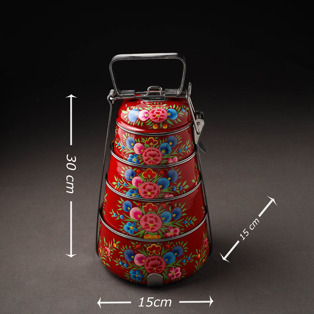 Kashmir Handpainted Stainless Steel 4 Tier Tiffin Box 09