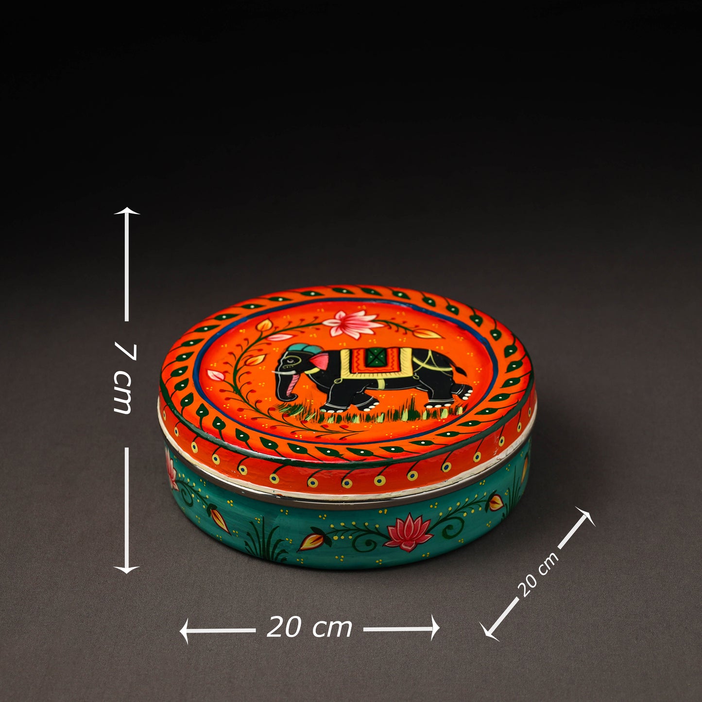 Banaras Handpainted Stainless Steel Roti Box 04