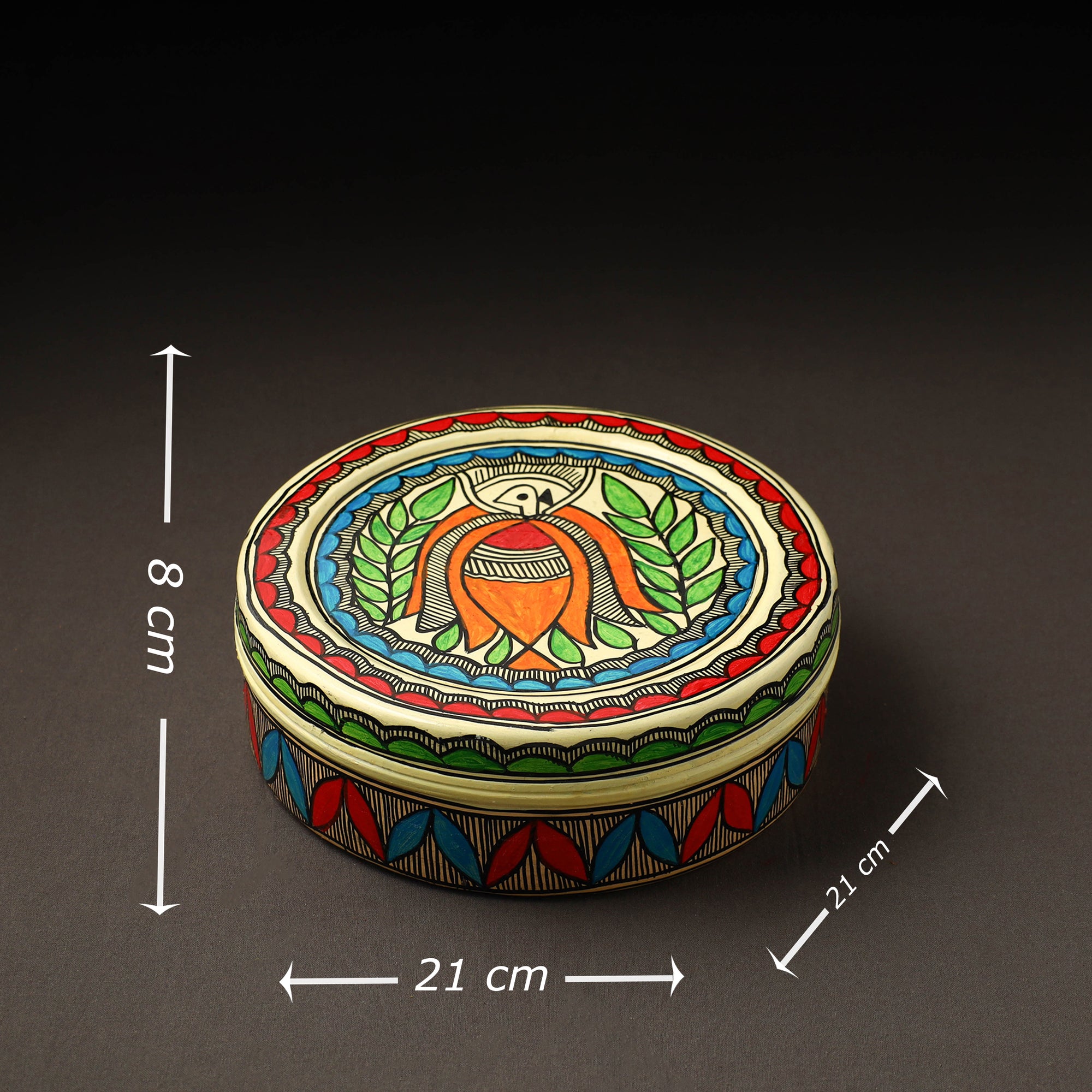  Godna Madhubani Handpainted Stainless Steel Casserole