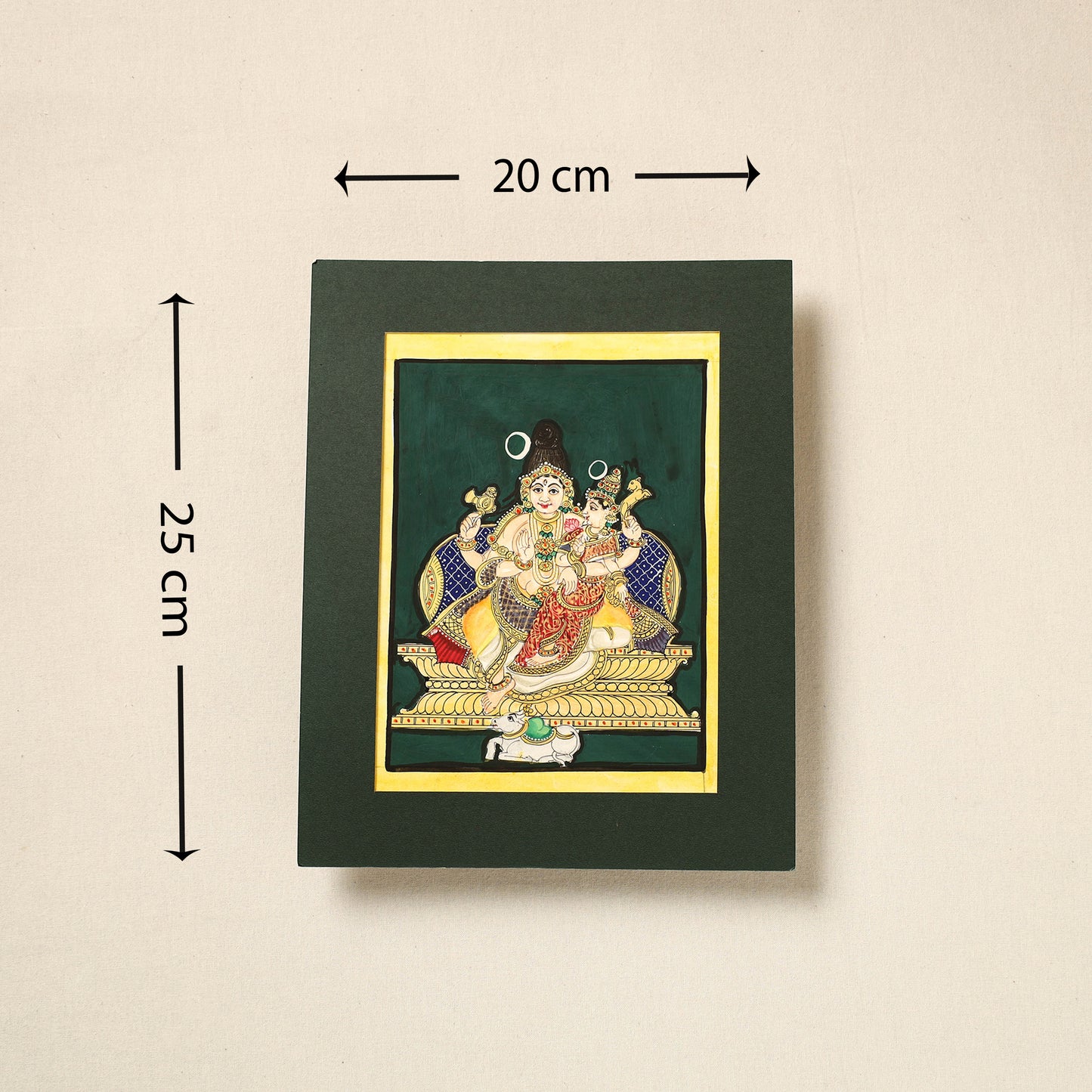 Shiv Parvati - Traditional Mysore Painting (10 x 8 in) 06