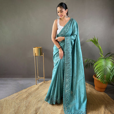 Amaira Sky Matka Silk Handwork Saree