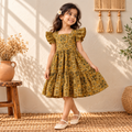 Pure Cotton Girls Tiered Frock Dress in Ajrakh Block Print (3-4 Years) 32
