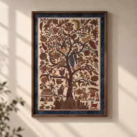 Kalamkari Art Wall Hanging with Tree of life Motif by Pitchuka Srinivas (72 x 60 in) 09