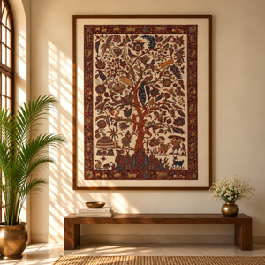 Kalamkari Art Wall Hanging with Tree of life Motif by Pitchuka Srinivas (72 x 60 in) 13