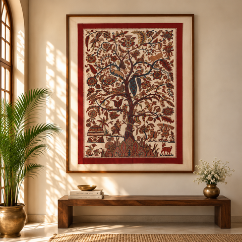 Kalamkari Art Wall Hanging with Tree of life Motif by Pitchuka Srinivas (72 x 60 in) 07