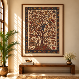 Kalamkari Art Wall Hanging with Tree of life Motif by Pitchuka Srinivas (72 x 60 in) 15